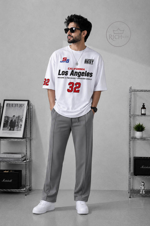 Los Angeles 32 Oversized Drop Shoulder T-Shirt with Loose Fit Trouser Set