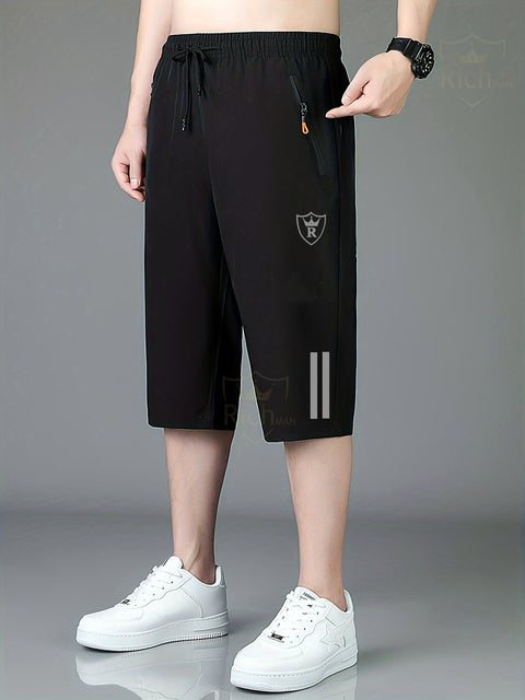 RichMan Men's Casual Zipper Pockets Straight Leg Loose Fit Active Shorts
