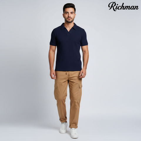 Old School Polo Shirt + Cargo Trouser Set with Pockets – 9 Colors Available