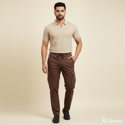 Old School Polo Shirt + Cargo Trouser Set with Pockets – 9 Colors Available
