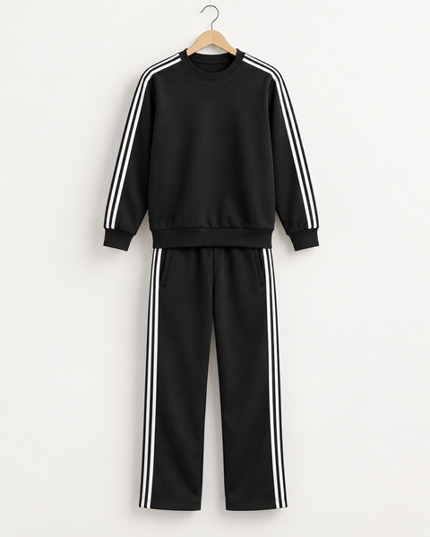 Premium Unisex 3-Stripe Tracksuit Set for Men & Women – Stylish Casual Winter Wear