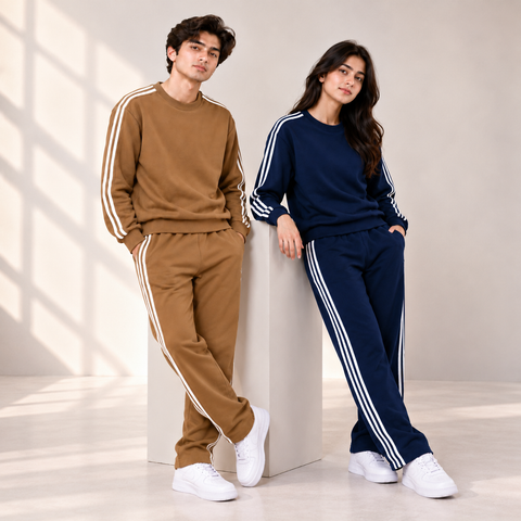 Premium Unisex 3-Stripe Tracksuit Set for Men & Women – Stylish Casual Winter Wear