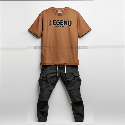 Summer Copper Brown T-Shirt & Black Cargo Trouser for Summer Tracksuit
