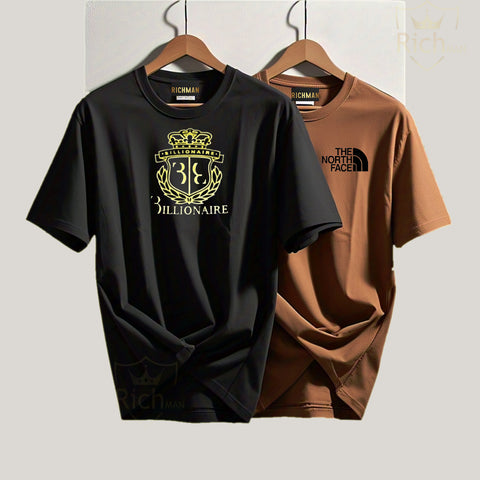 Rich Man - Summer Black and Brown T-Shirts For men And Women