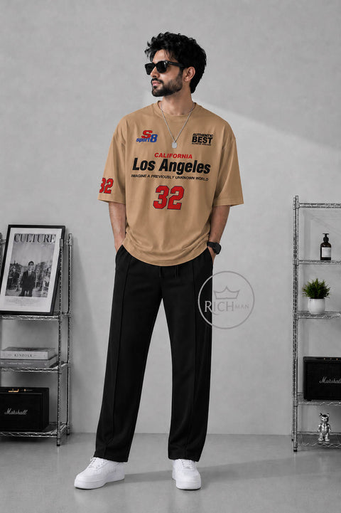 Los Angeles 32 Oversized Drop Shoulder T-Shirt with Loose Fit Trouser Set