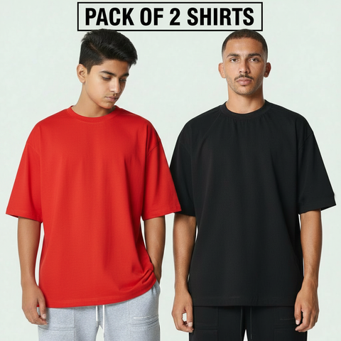 Pack of 2 Drop Shoulder T-Shirts for Men & Women – Relaxed Fit Street Style 🔥