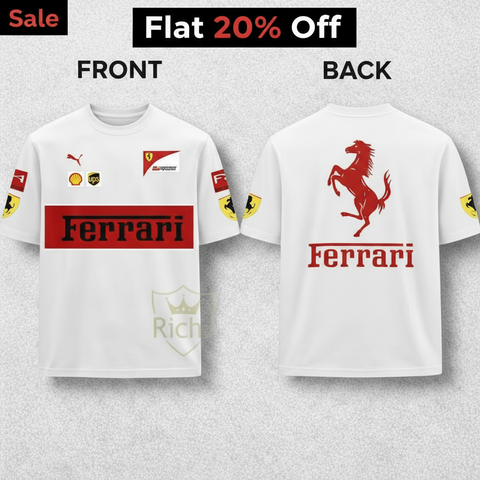 Ferrari Inspired Oversized Drop Shoulder T-Shirt for Women