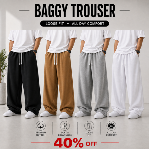 Premium Loose Fit Baggy Trouser – Soft & Breathable Cotton